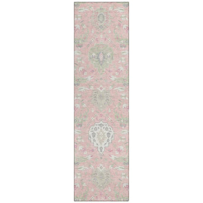 Ilyara Pink Washable Indoor-Outdoor Rug-Outdoor Rugs-LOOMLAN Rugs-2'3" x 7'6"-LOOMLAN