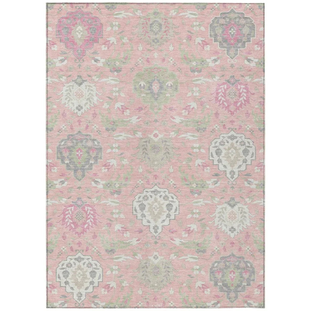 Ilyara Pink Washable Indoor-Outdoor Rug-Outdoor Rugs-LOOMLAN Rugs-2'6" x 3'10"-LOOMLAN
