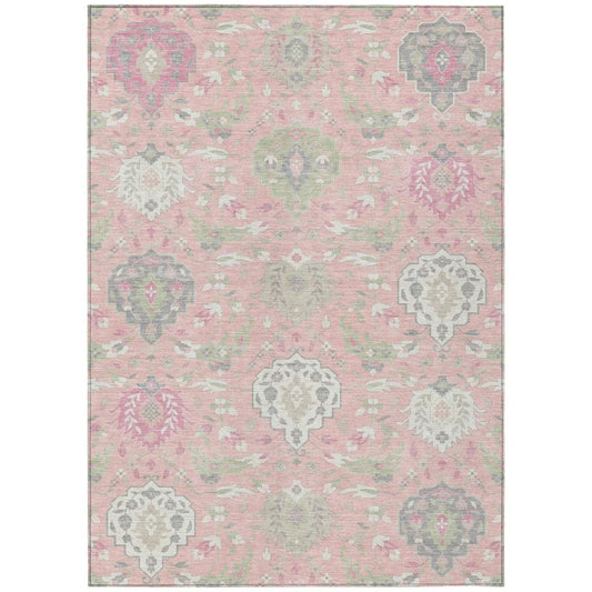 Ilyara Pink Washable Indoor-Outdoor Rug-Outdoor Rugs-LOOMLAN Rugs-2'6" x 3'10"-LOOMLAN