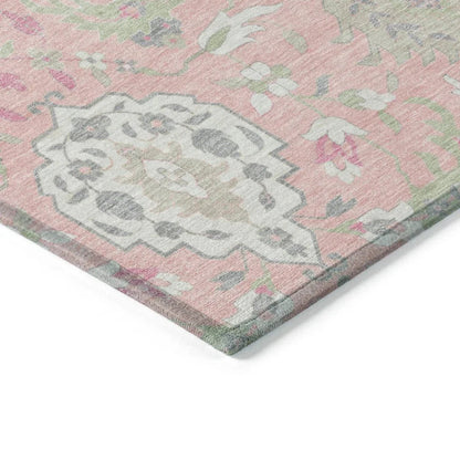 Ilyara Pink Washable Indoor-Outdoor Rug-Outdoor Rugs-LOOMLAN Rugs-LOOMLAN