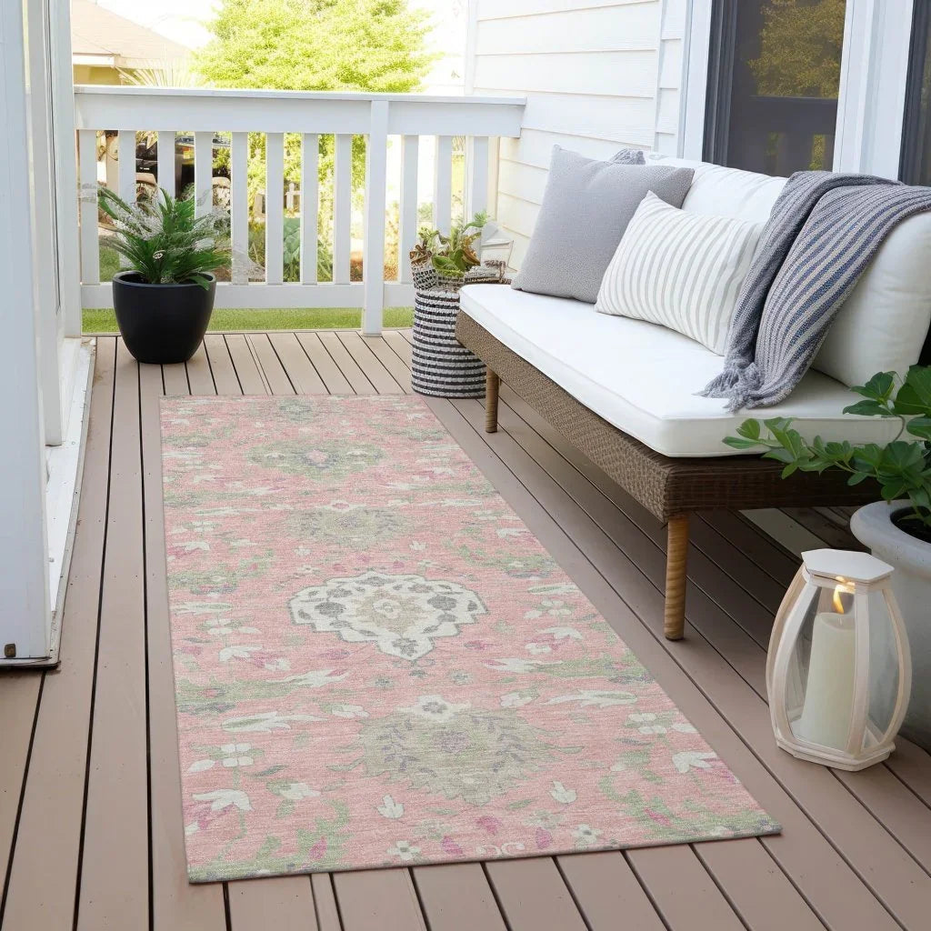 Ilyara Pink Washable Indoor-Outdoor Rug-Outdoor Rugs-LOOMLAN Rugs-LOOMLAN