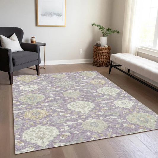 Ilyara Purple Washable Indoor-Outdoor Rug-Outdoor Rugs-LOOMLAN Rugs-LOOMLAN
