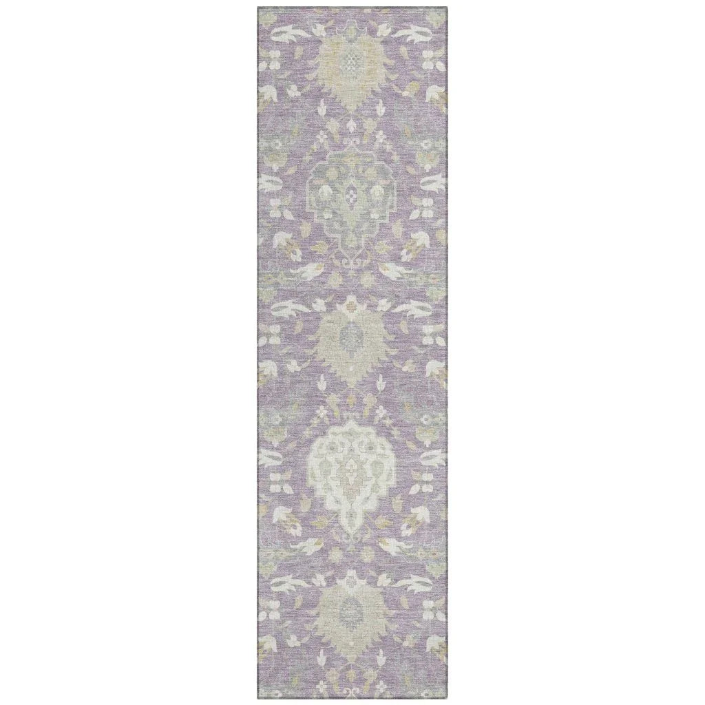 Ilyara Purple Washable Indoor-Outdoor Rug-Outdoor Rugs-LOOMLAN Rugs-2'3" x 7'6"-LOOMLAN