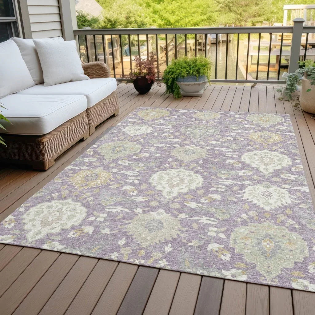 Ilyara Purple Washable Indoor-Outdoor Rug-Outdoor Rugs-LOOMLAN Rugs-LOOMLAN
