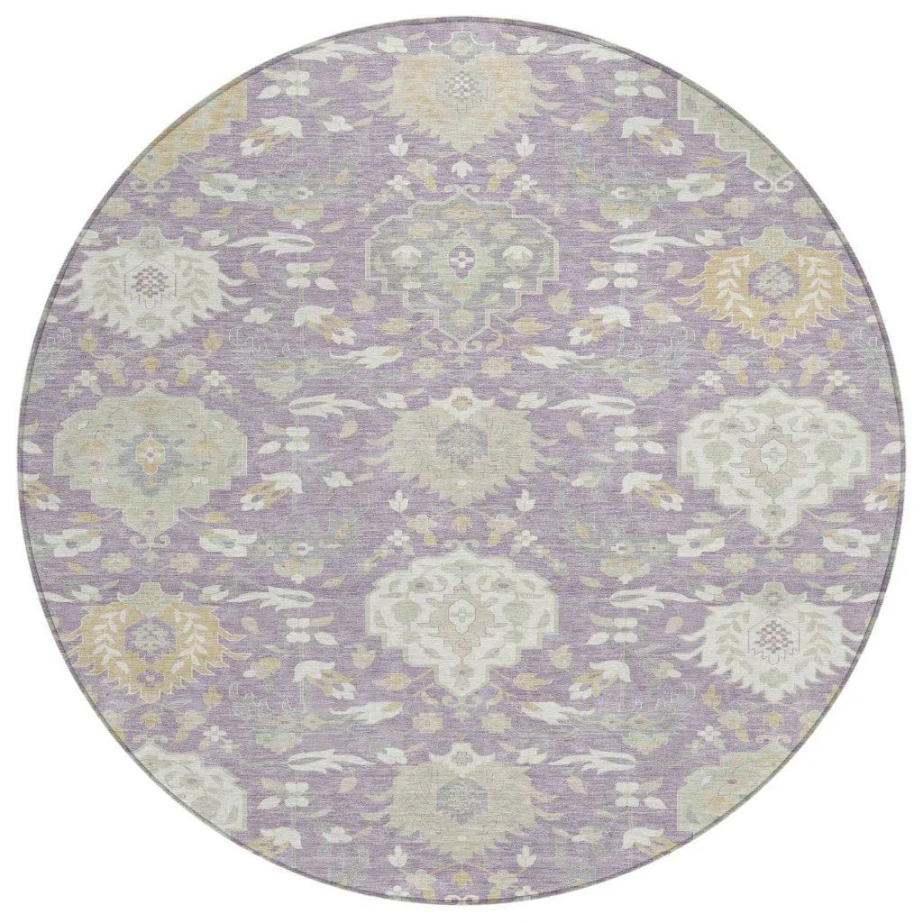 Ilyara Purple Washable Indoor-Outdoor Rug-Outdoor Rugs-LOOMLAN Rugs-8' x 8'-LOOMLAN