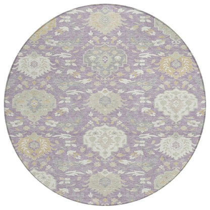 Ilyara Purple Washable Indoor-Outdoor Rug-Outdoor Rugs-LOOMLAN Rugs-8' x 8'-LOOMLAN