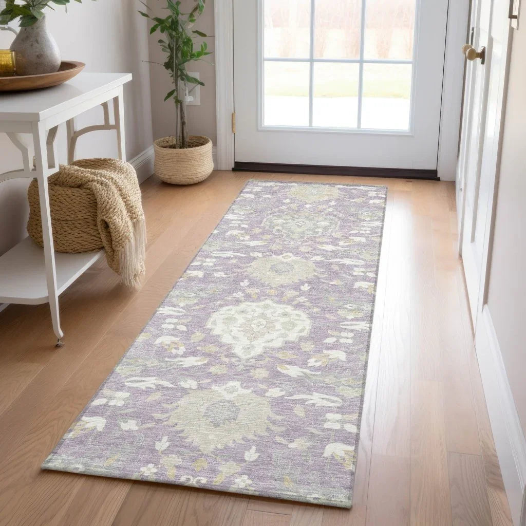Ilyara Purple Washable Indoor-Outdoor Rug-Outdoor Rugs-LOOMLAN Rugs-LOOMLAN