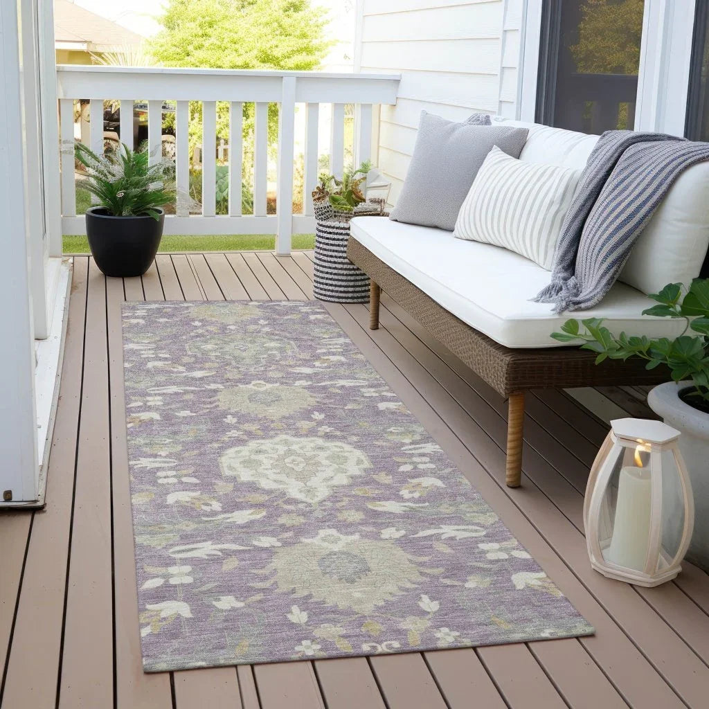 Ilyara Purple Washable Indoor-Outdoor Rug-Outdoor Rugs-LOOMLAN Rugs-LOOMLAN