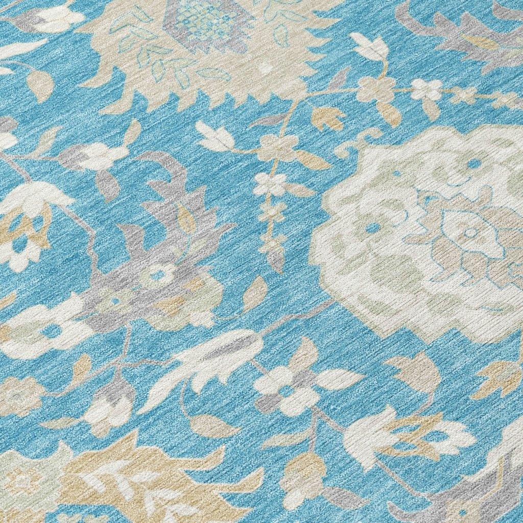 Ilyara Teal Washable Indoor-Outdoor Rug-Outdoor Rugs-LOOMLAN Rugs-LOOMLAN