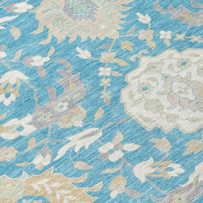 Ilyara Teal Washable Indoor-Outdoor Rug-Outdoor Rugs-LOOMLAN Rugs-LOOMLAN