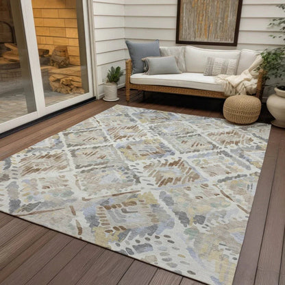 Ilyone Ivory Washable Indoor - Outdoor Rug - LOOMLAN - LOOMLAN Rugs - Outdoor Rugs