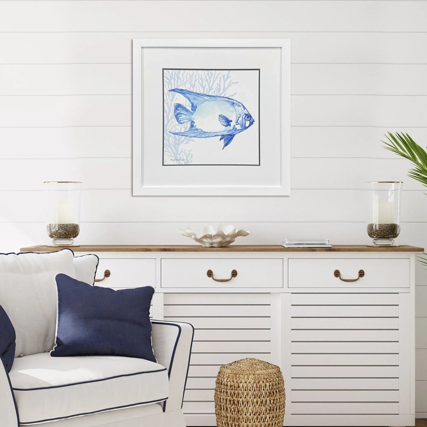 Indigo Ocean Glass Front Framed Wall Art