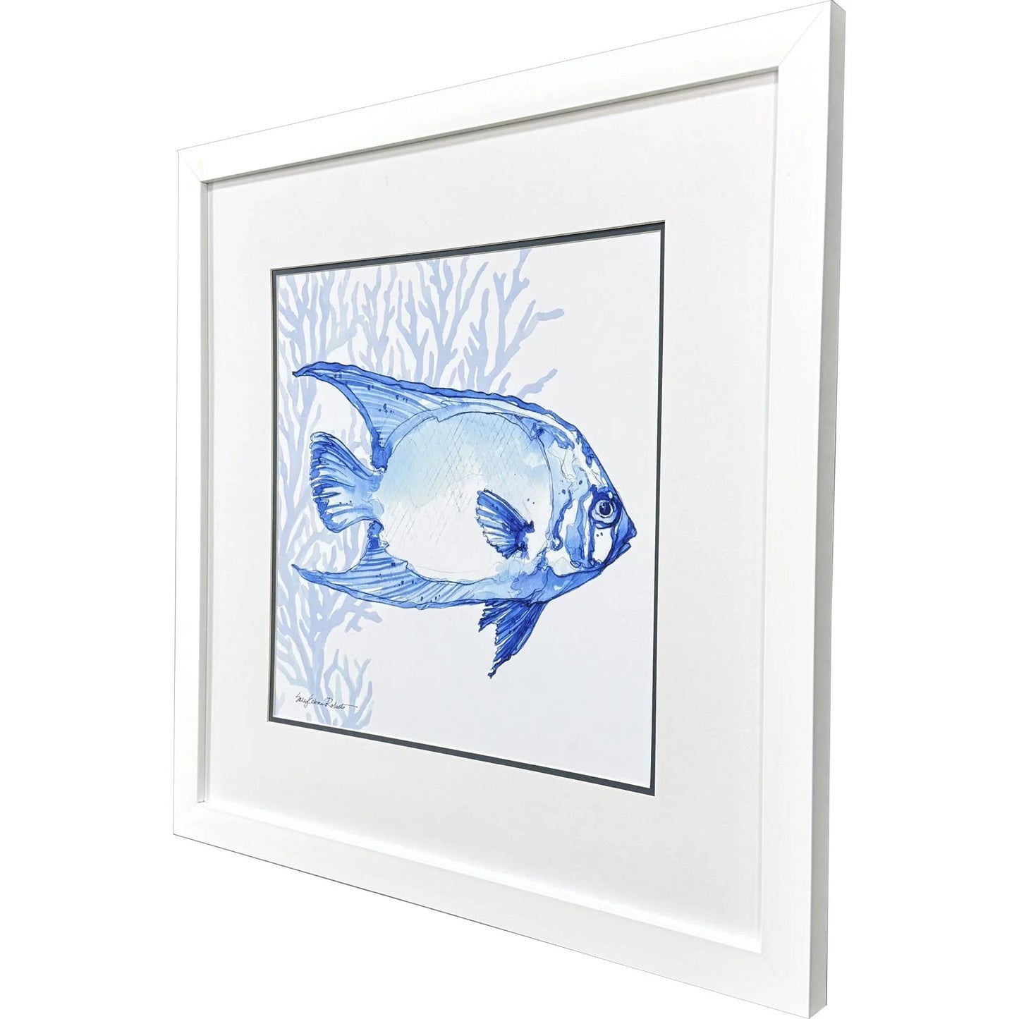 Indigo Ocean Glass Front Framed Wall Art