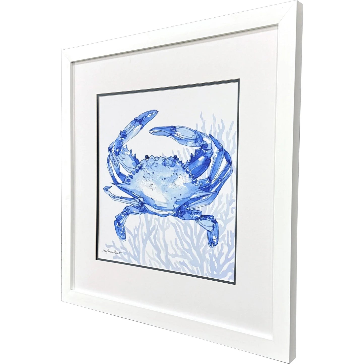 Indigo Ocean Glass Front Framed Wall Art