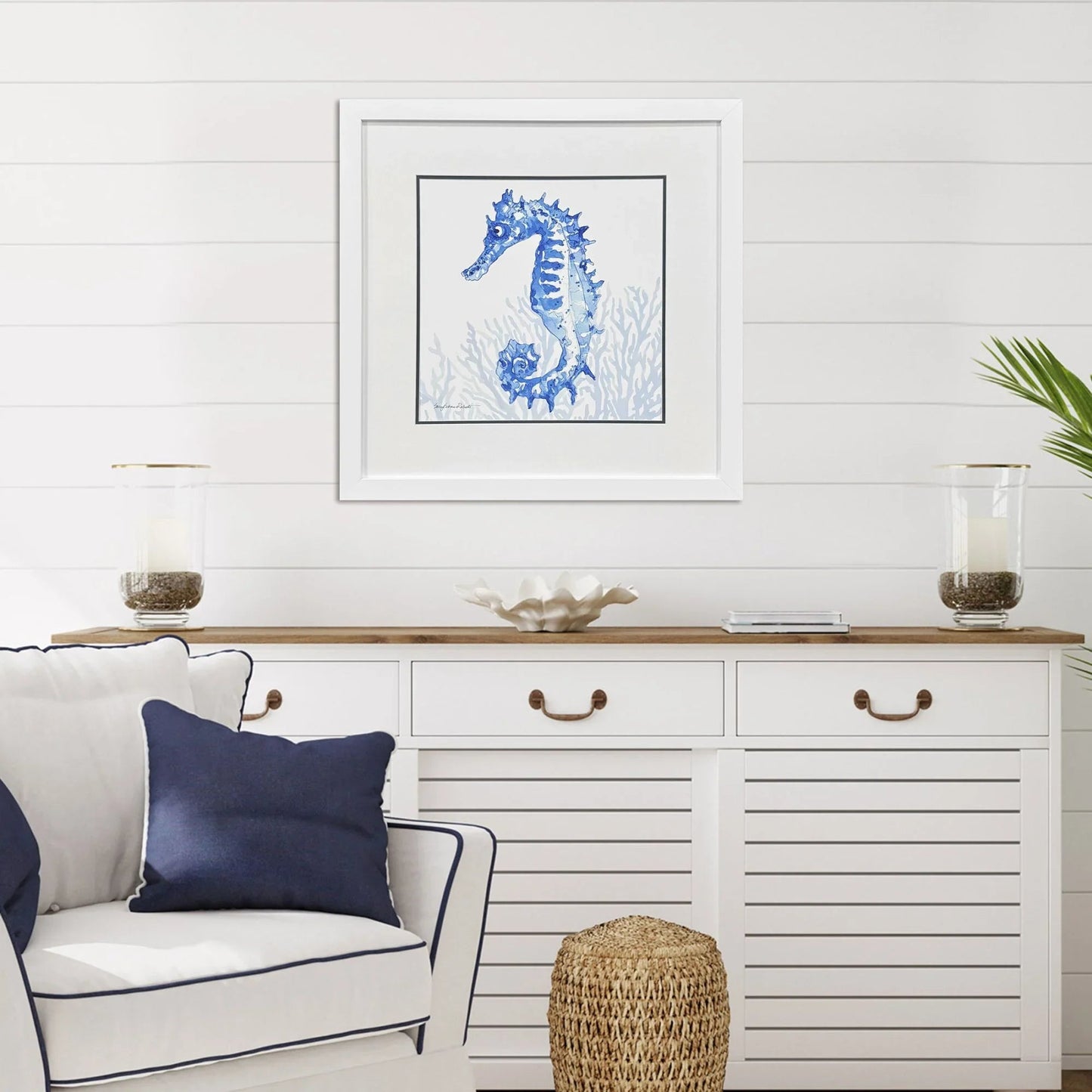 Indigo Ocean Glass Front Framed Wall Art