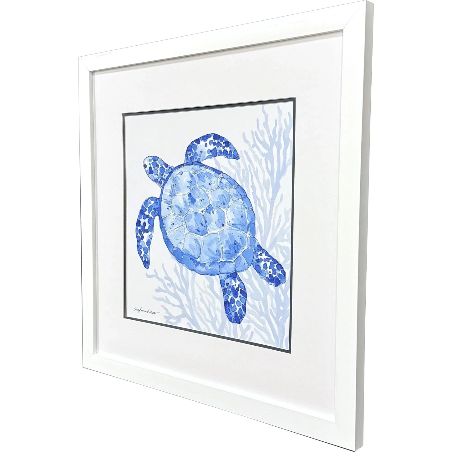 Indigo Ocean Glass Front Framed Wall Art