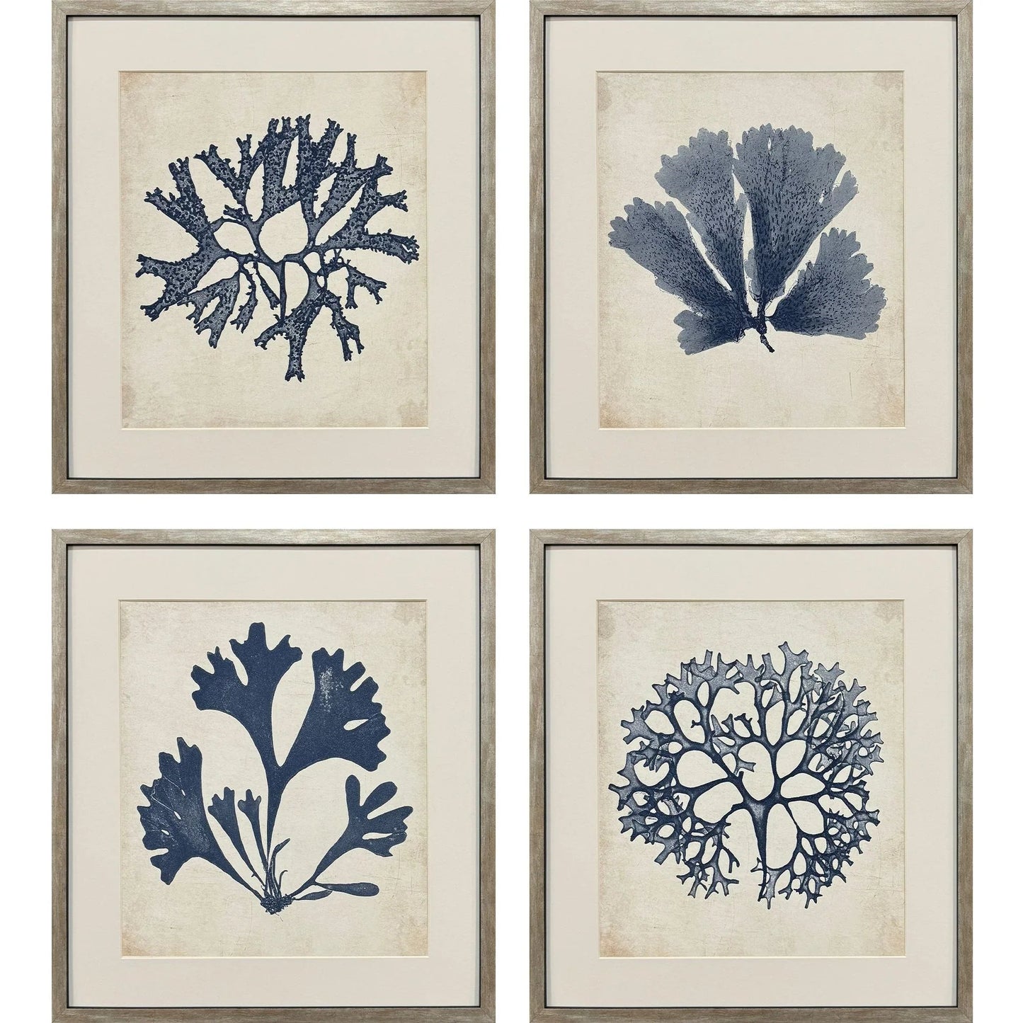 Indigo Sea Life Wood Framed Wall Art 4PC