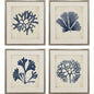 Indigo Sea Life Wood Framed Wall Art 4PC
