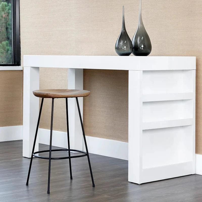 Indra Counter Stool Wood Seat Black Iron - LOOMLAN - SUNPAN - Counter Stools