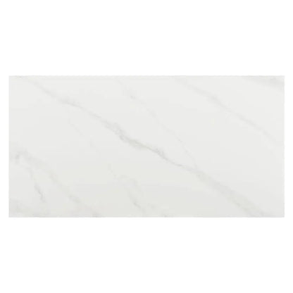 Inky Stone & Steel White Rectangular Dining Table-Dining Tables-Zuo Modern-LOOMLAN