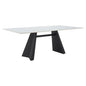 Inky Stone & Steel White Rectangular Dining Table-Dining Tables-Zuo Modern-LOOMLAN