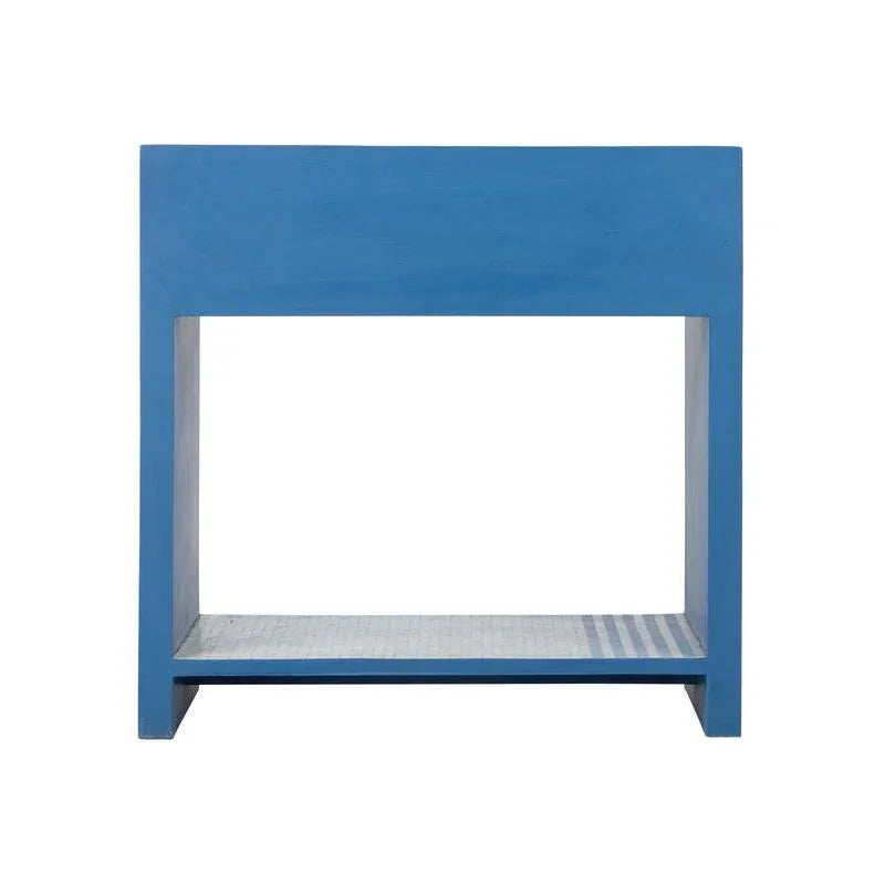 Inlaid Bone Made Blue Bedside Table - LOOMLAN - Chelsea House - Side Tables