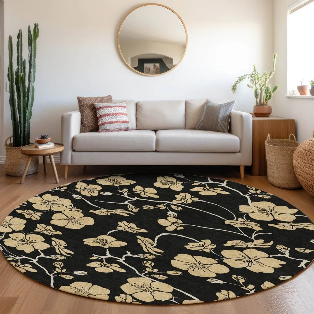 Inoa Black Washable Indoor-Outdoor Rug-Outdoor Rugs-LOOMLAN Rugs-LOOMLAN