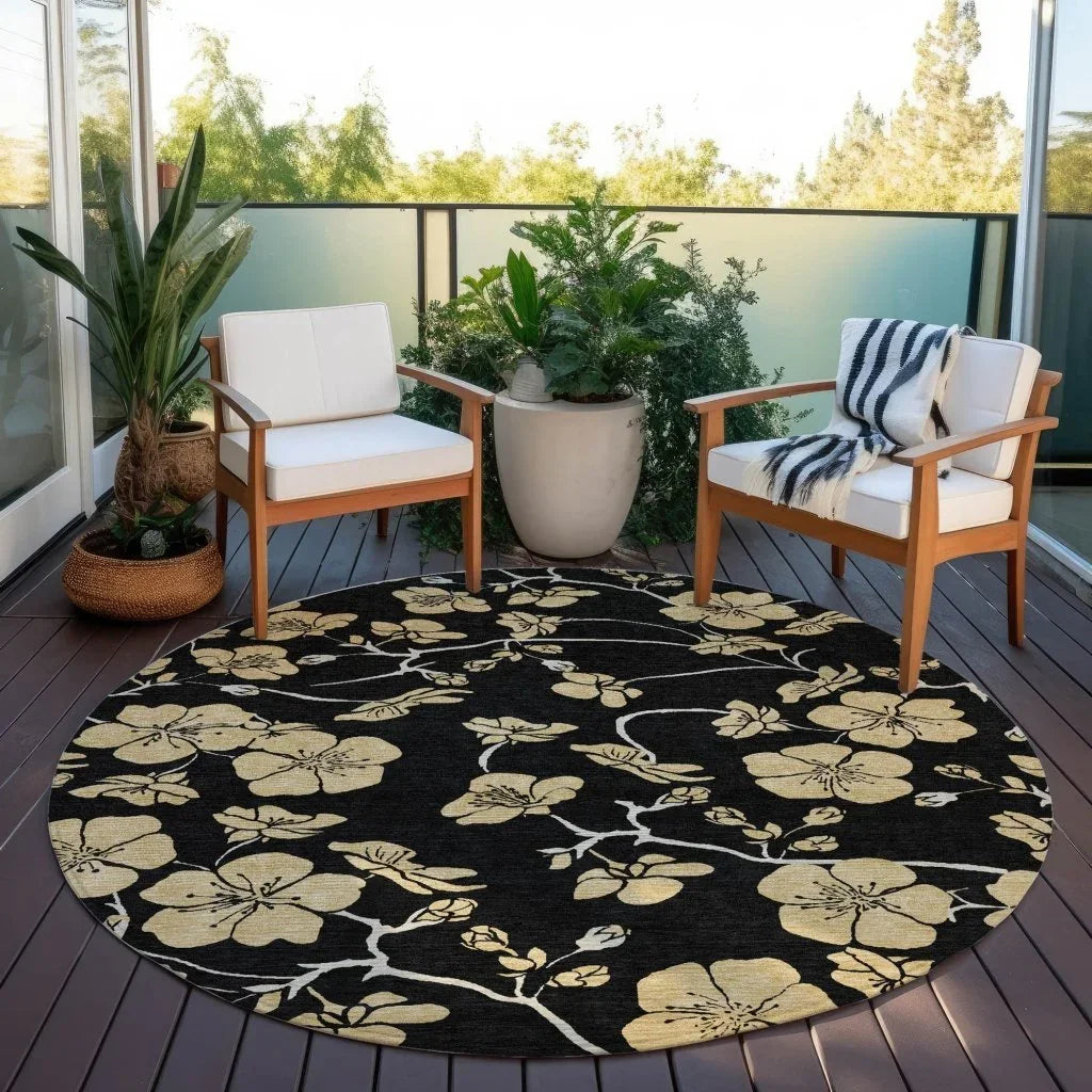 Inoa Black Washable Indoor-Outdoor Rug-Outdoor Rugs-LOOMLAN Rugs-LOOMLAN