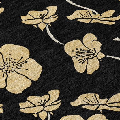 Inoa Black Washable Indoor-Outdoor Rug-Outdoor Rugs-LOOMLAN Rugs-LOOMLAN