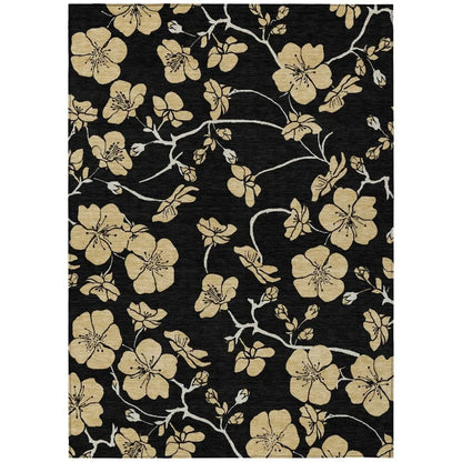 Inoa Black Washable Indoor-Outdoor Rug-Outdoor Rugs-LOOMLAN Rugs-2'6" x 3'10"-LOOMLAN