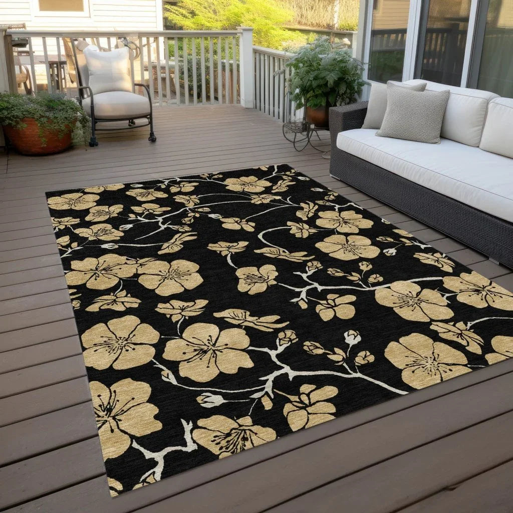Inoa Black Washable Indoor-Outdoor Rug-Outdoor Rugs-LOOMLAN Rugs-LOOMLAN