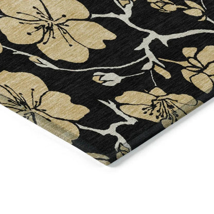 Inoa Black Washable Indoor-Outdoor Rug-Outdoor Rugs-LOOMLAN Rugs-LOOMLAN