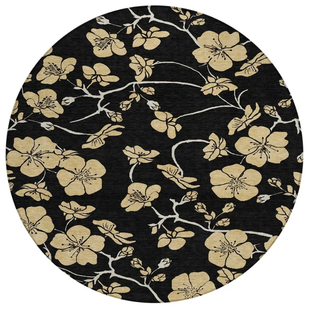 Inoa Black Washable Indoor-Outdoor Rug-Outdoor Rugs-LOOMLAN Rugs-8' x 8'-LOOMLAN