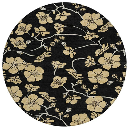 Inoa Black Washable Indoor-Outdoor Rug-Outdoor Rugs-LOOMLAN Rugs-8' x 8'-LOOMLAN