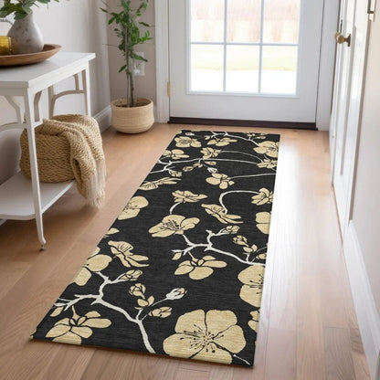 Inoa Black Washable Indoor-Outdoor Rug-Outdoor Rugs-LOOMLAN Rugs-LOOMLAN