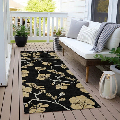Inoa Black Washable Indoor-Outdoor Rug-Outdoor Rugs-LOOMLAN Rugs-LOOMLAN