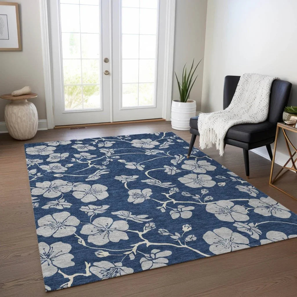 Inoa Blue Washable Indoor-Outdoor Rug-Outdoor Rugs-LOOMLAN Rugs-LOOMLAN