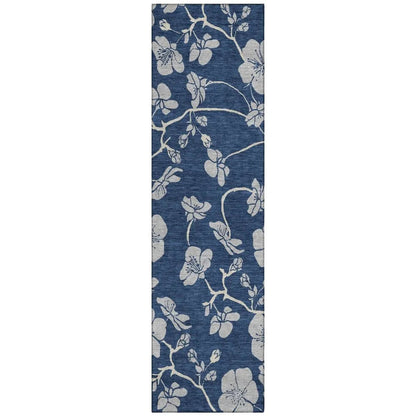 Inoa Blue Washable Indoor-Outdoor Rug-Outdoor Rugs-LOOMLAN Rugs-2'3" x 7'6"-LOOMLAN