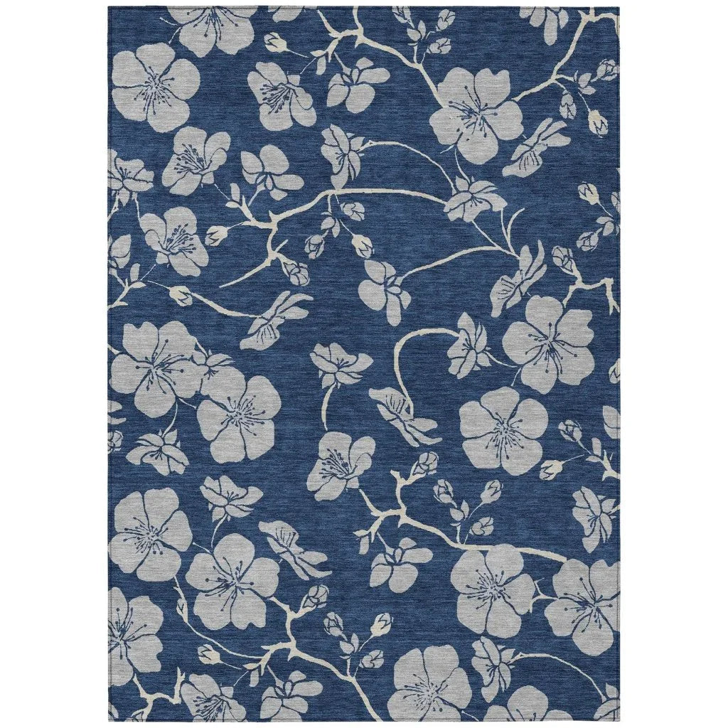 Inoa Blue Washable Indoor-Outdoor Rug-Outdoor Rugs-LOOMLAN Rugs-2'6" x 3'10"-LOOMLAN