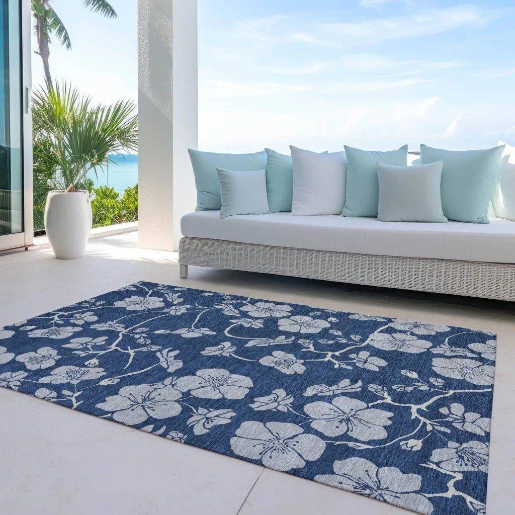 Inoa Blue Washable Indoor-Outdoor Rug-Outdoor Rugs-LOOMLAN Rugs-LOOMLAN