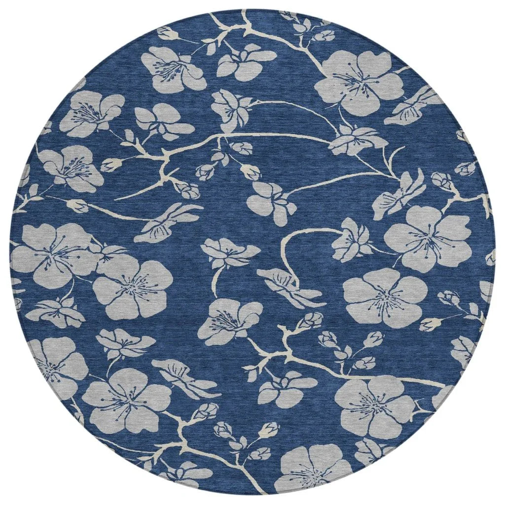 Inoa Blue Washable Indoor-Outdoor Rug-Outdoor Rugs-LOOMLAN Rugs-8' x 8'-LOOMLAN