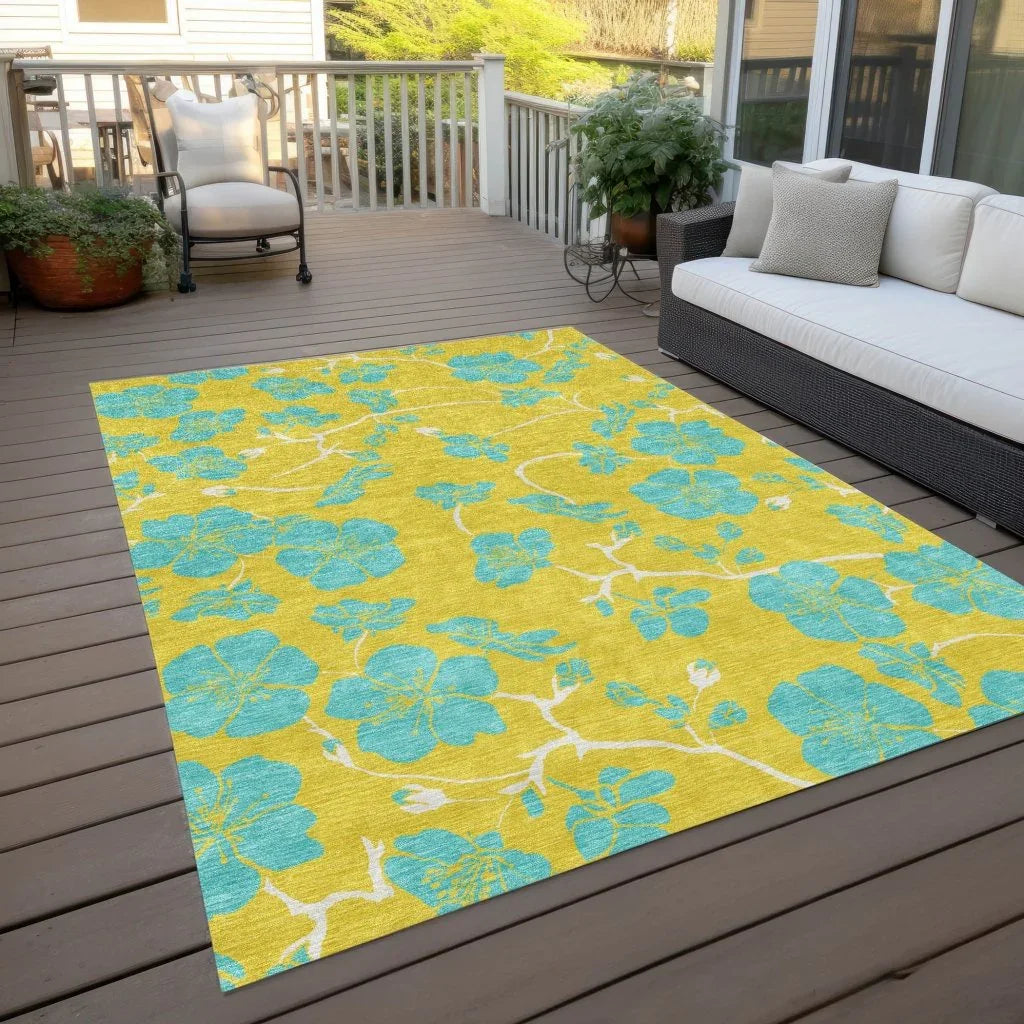 Inoa Gold Washable Indoor-Outdoor Rug-Outdoor Rugs-LOOMLAN Rugs-LOOMLAN