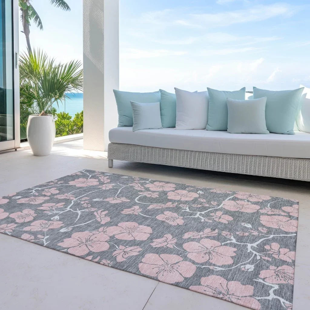 Inoa Gray Washable Indoor-Outdoor Rug-Outdoor Rugs-LOOMLAN Rugs-LOOMLAN