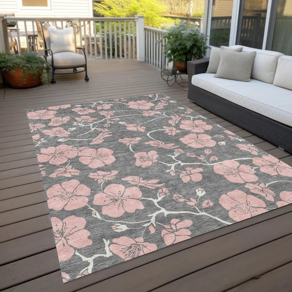 Inoa Gray Washable Indoor-Outdoor Rug-Outdoor Rugs-LOOMLAN Rugs-LOOMLAN