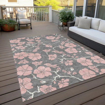 Inoa Gray Washable Indoor-Outdoor Rug-Outdoor Rugs-LOOMLAN Rugs-LOOMLAN