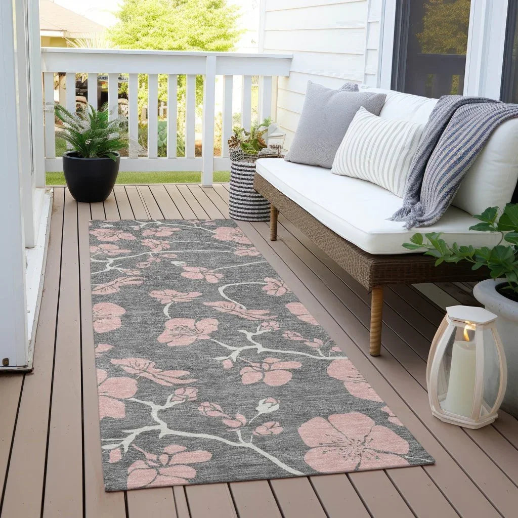 Inoa Gray Washable Indoor-Outdoor Rug-Outdoor Rugs-LOOMLAN Rugs-LOOMLAN