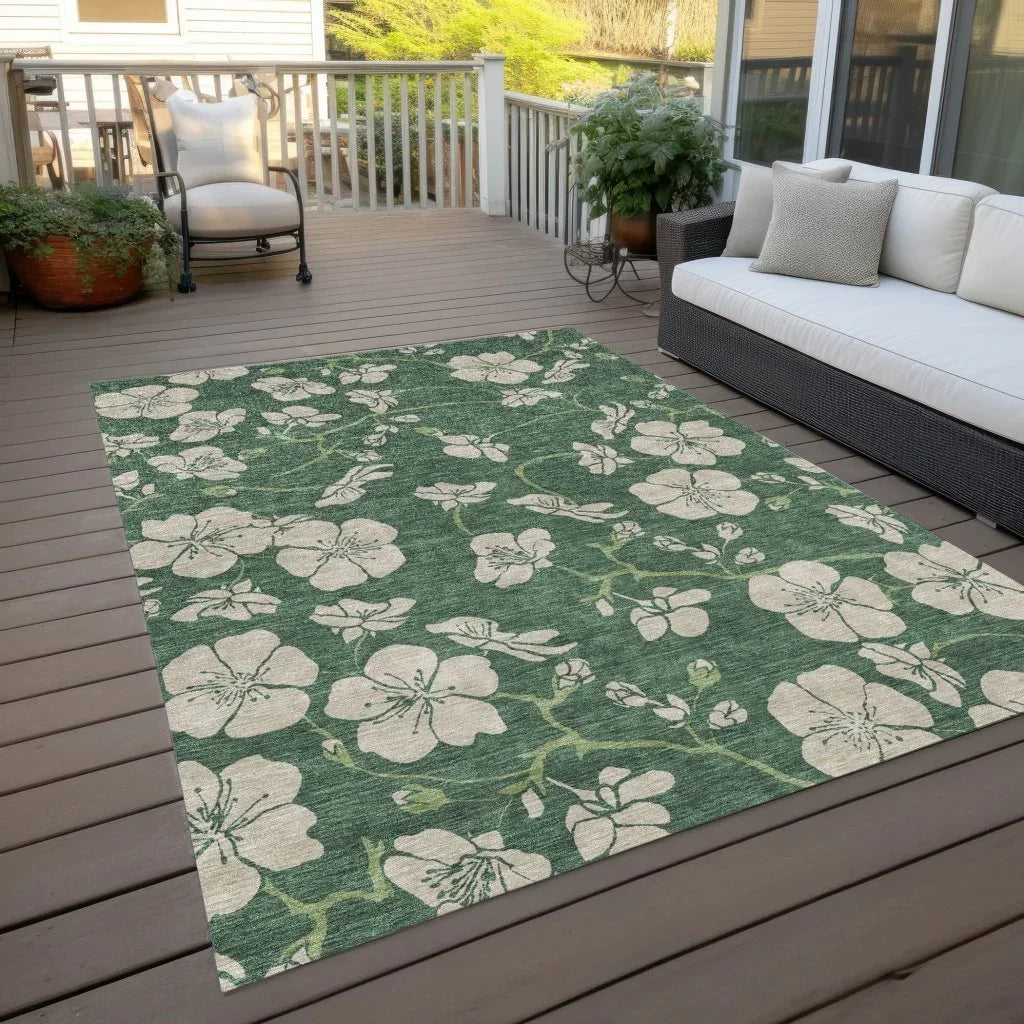 Inoa Green Washable Indoor-Outdoor Rug-Outdoor Rugs-LOOMLAN Rugs-LOOMLAN