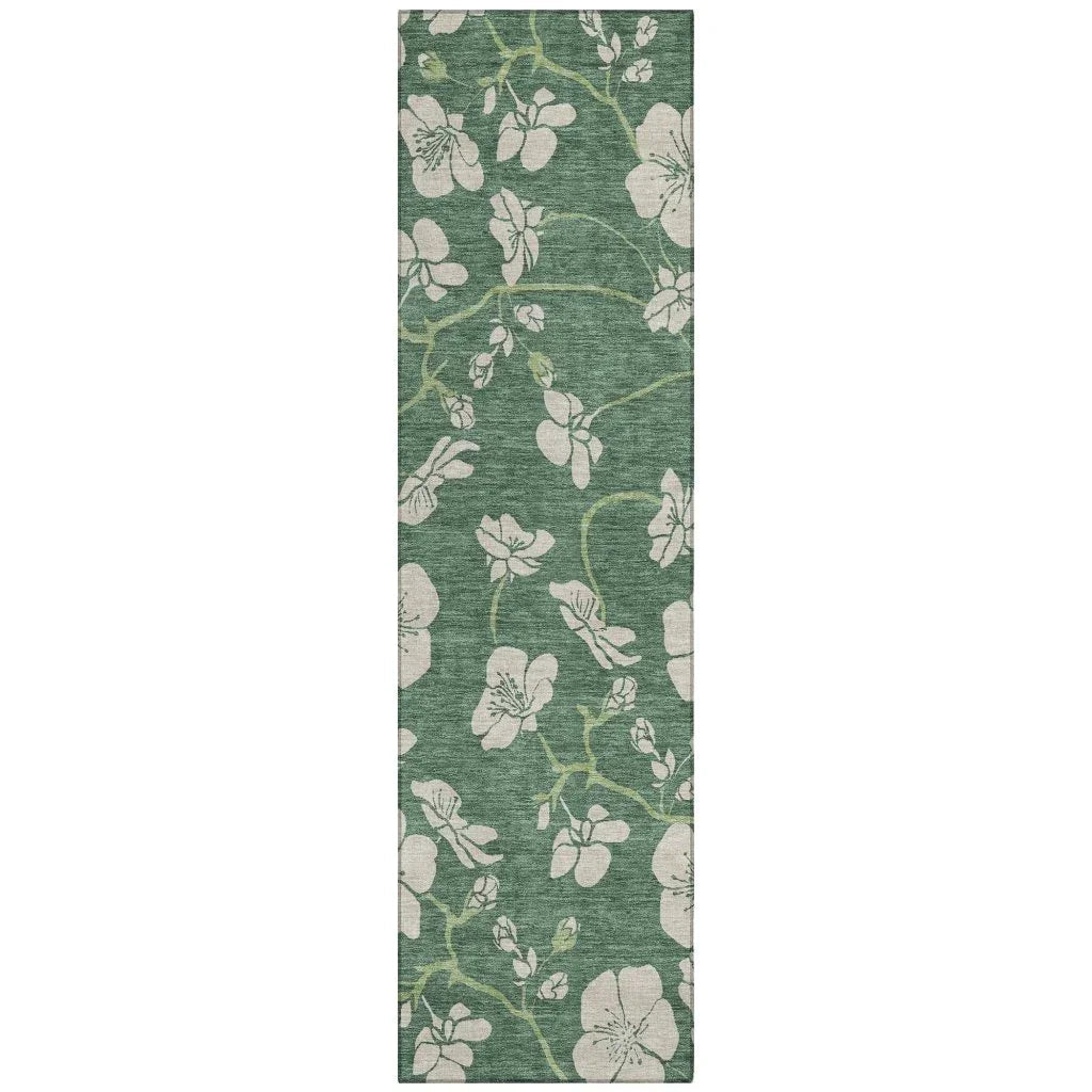 Inoa Green Washable Indoor-Outdoor Rug-Outdoor Rugs-LOOMLAN Rugs-2'3" x 7'6"-LOOMLAN