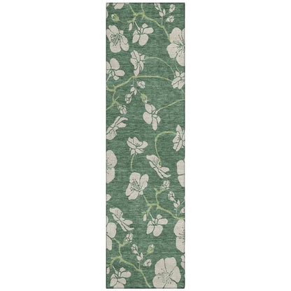 Inoa Green Washable Indoor-Outdoor Rug-Outdoor Rugs-LOOMLAN Rugs-2'3" x 7'6"-LOOMLAN