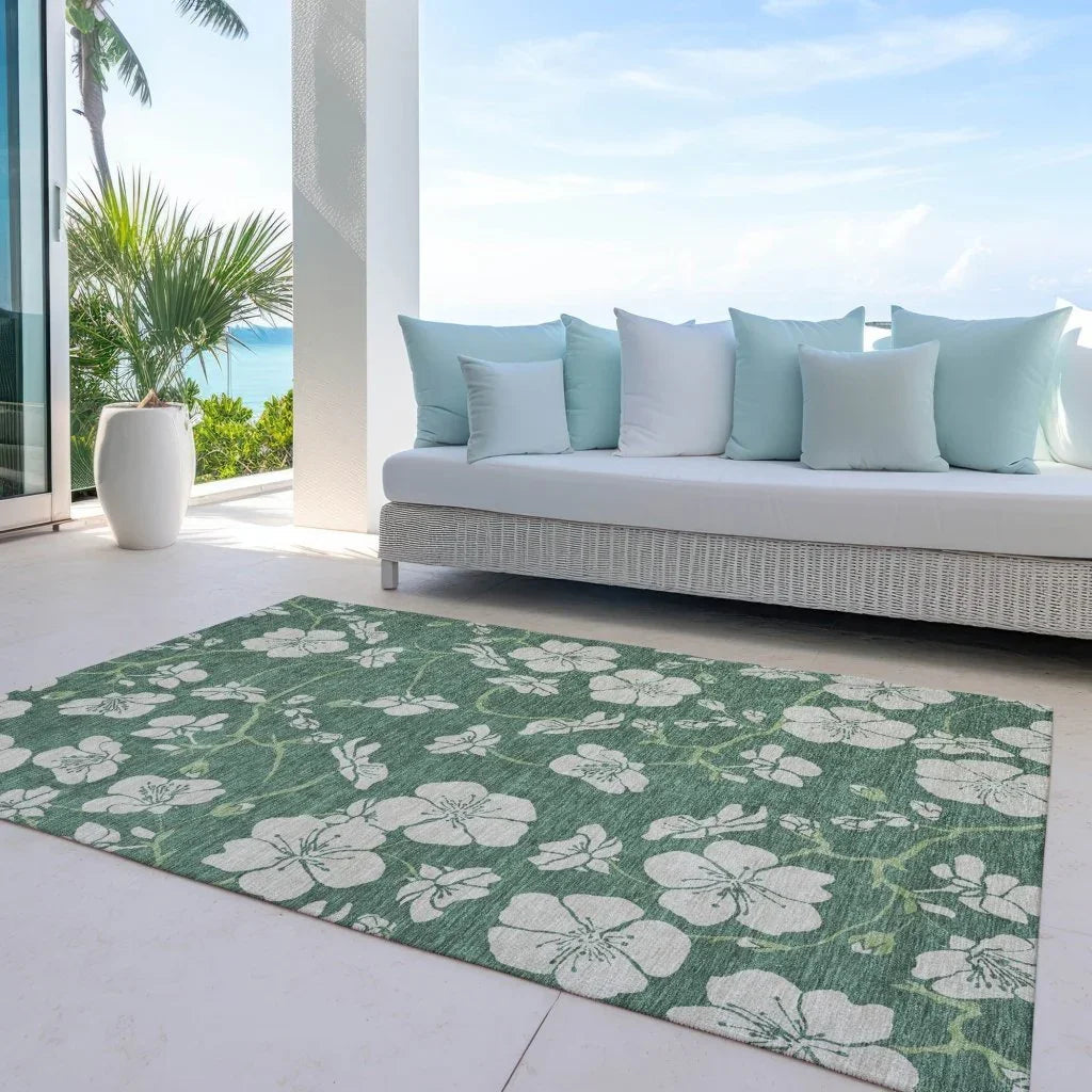 Inoa Green Washable Indoor-Outdoor Rug-Outdoor Rugs-LOOMLAN Rugs-LOOMLAN